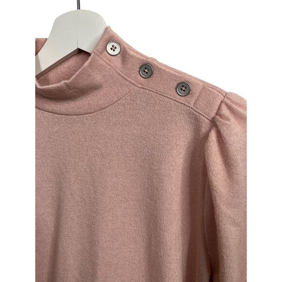 Banana Republic Pink Mock Neck Button Shoulder Long Sleeve Top XS - Picture 3 of 9